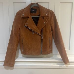 7 for All Man Kind Caramel Suede Moto Jacket - XS
